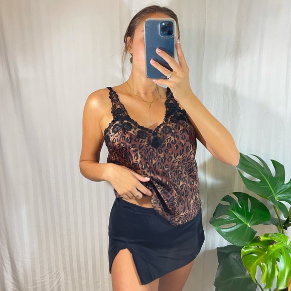 Silkscreen Lace Cheetah Cami Top - Picture 3 of 5